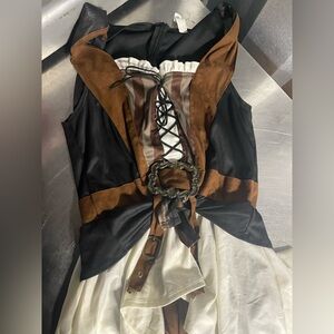 Brown and Black Renaissance One piece Corset Dress with Belt Medium Costume